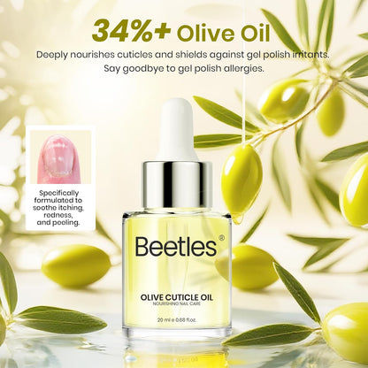 Beetles Cuticle Oil: Olive Oil for Nails Repair & Cuticle Oil | Allergy Relief for Gel Polish Users | Fast Soothing, Deep Nourishment