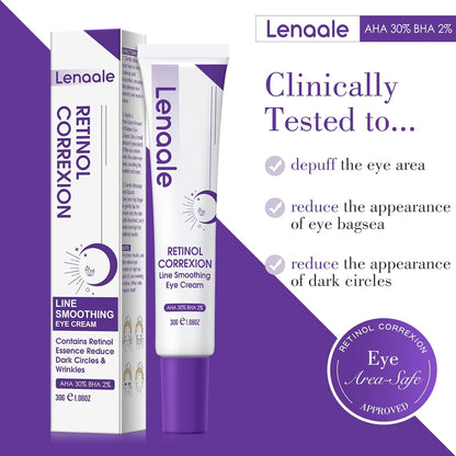 Eye Cream, Retinol Eye Cream for Dark Circles, Puffiness Anti Aging, With Hyaluronic Acid, Peptides, Caffeine Reduces Bags, Smooths Wrinkles & Fine Lines, Dark Circles Under Eye Treatment