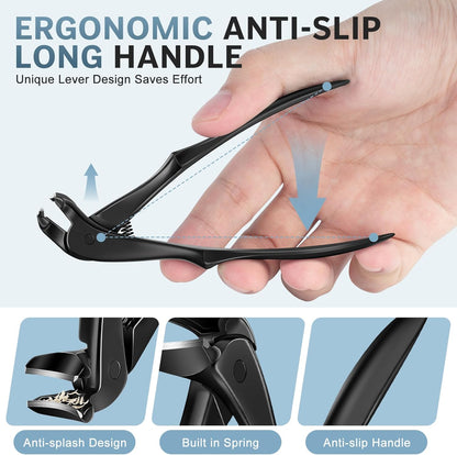 2025 Long Handle Toenail Clippers for Seniors, Angled Head Very Sharp Nail Clippers with Wide Opening for Men Wome, Toenail Clipper with Catcher for Thick Toenails and Fingernails