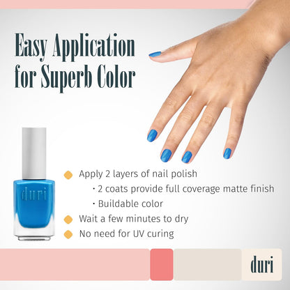 duri 160N Tsunami - Neon Blue Nail Polish, Matte Finish, Quick Drying, 0.45 Fl Oz