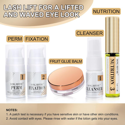 Lash Lift Kit, DONG RHYME Lash Perm Kit with Glue Balm, Professional Lash Curling Kit, Semi-Permanent Eyelash Lifting Curling Perming Wave, Brow Lamination Eyelash Perm Kit DIY at Home