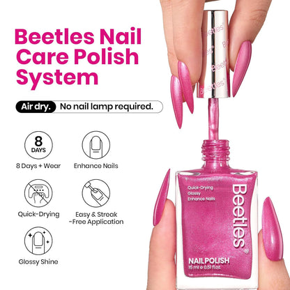 Beetles 1Pcs 15ml Hot Pink Nail Polish: Fast Drying & Long Lasting Nail Polish Romantic Reverie Nail Nail Lacquer Shimmer Art Effect for Grils Women Gifts