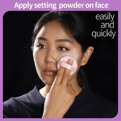 Teenitor 3Pcs Pink Powder Puff, 2.36 Inch Setting Puff for Face Powder, Soft Applicator for Loose Pressed Powder, Small Makeup Puff With 3 Cases