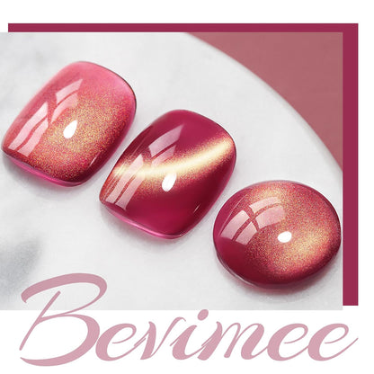 Cat Eye Gel Nail Polish Red Glass Jelly Magnetic Nail Polish Gel Shimmer Glitter Gloss Shine Holographic Wine Color Velvet For Nail Art Manicure DIY At Home 12ml