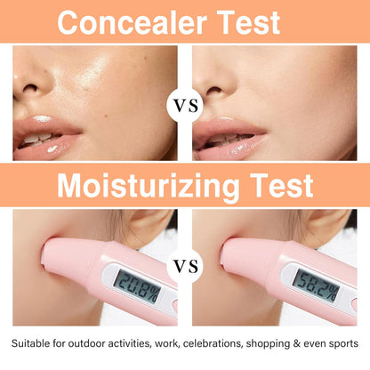 2Pcs Mushroom Head Air Cushion CC Cream, Long Lasting Oil Control BB Cream for All Skin Types, Moisturizing Foundation Face Makeup Set with Foundation Brush （#Natural）