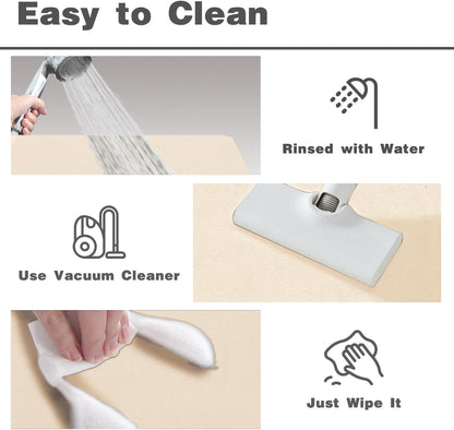 Bath Mat, Bathroom Rugs Non Slip Washable Thin Absorbent Quick Dry Bath Mat Fits Under Door Bathroom Floor Mat Perfect for Bath, Shower, or Sink 36"x60" Beige