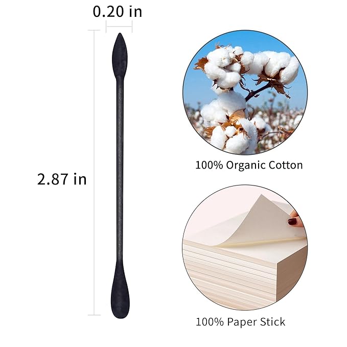 Black cotton swabs precision pointed
