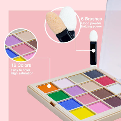16 Colors Nail Pigment Powder Palette, Solid Pigment Powder for Nails Set Colored Nail Powder Pigmentos para Uñas, Professional Nail Art Palette Manicure DIY Accessories