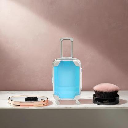 False Eyelash Storage Box, Portable Travel Organizer Mini Luggage False Eyelash Tray Makeup Tool (BLUE)