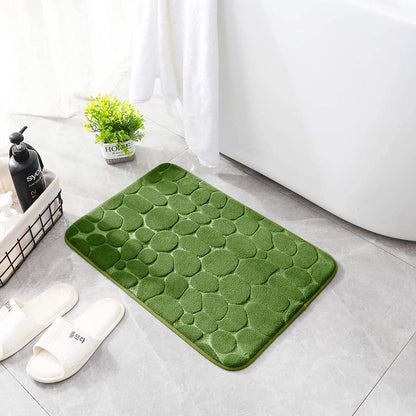 YIHOUSE Memory Foam Bath Mat Cobblestone Bathroom Rugs Super Water Absorbent Bath Mats for Bathroom Machine Washable Bath Rugs(24 x 36,Green)