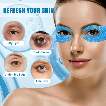 Under Eye Patchs - Blue Copper Peptide Under Eye Patches for Puffy Eyes and Dark Circles, Reduce Under Eye Bags and Smooth Wrinkles-5 Pairs
