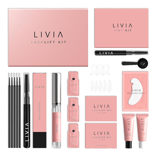 LIVIA Korean Lash Lift and Black Color Kit- DIY Curled and Darker Lashes for 8 Weeks- Gentle Improved Formula- Nourishes Lashes and Support Lash Growth