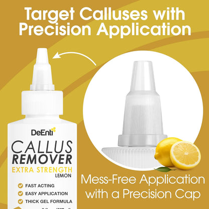 DeEnti Callus Remover for Feet, Extra Strength Foot Callus Remover Gel, 8oz Salon Grade Home Pedicure Supplies for Dry Skin, Cracked Heel, Professional Strength Foot Care, Lemon