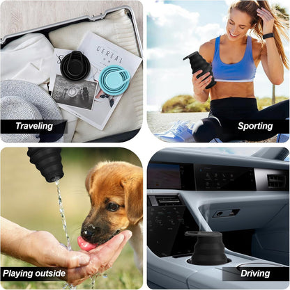 17oz Collapsible Water Bottle,Reuseable BPA Free Silicone Foldable Water Bottles for Outdoor, Travel Gym Hiking,Backpacking Portable & Leakproof,Portable Leak Proof Sports Water Bottle (C)