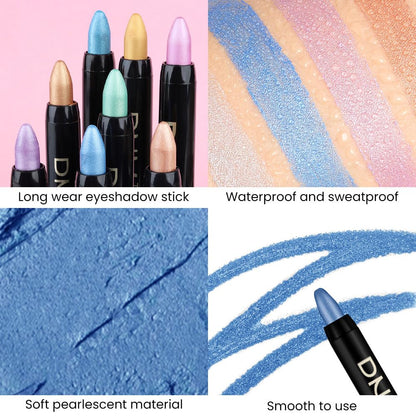 evpct Royal Blue Shimmer Cream Eye Shadow Brightener Sticks Set for Eyes, Blue Shimmery Matte Pencil Eye shadow Applicator Stick Pen Palette Makeup Waterproof sombras en crema para ojos 13#