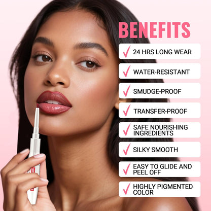 iMethod Lip Liner Stain - Lip Stain, 2-In-1 Dual-Ended Peel Off Lip Stain with Tweezer, Natural Long Lasting Peel Off Lip Liner, Easy to Use for All Skin Types, Stay All Day, Mauve