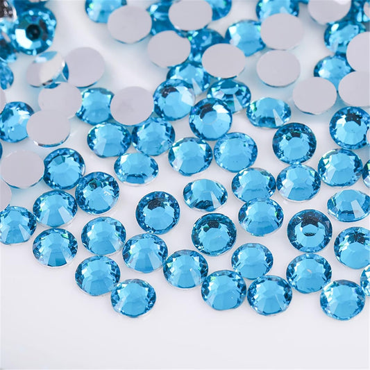 3000 Pieces SS12 3mm Flatback Rhinestones Clear Glass Round Gems Crystals for Nail Art DIY Crafts Clothes Shoes Bags （Aqua Blue）