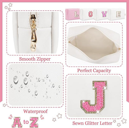 Initial letter patch makeup bag,