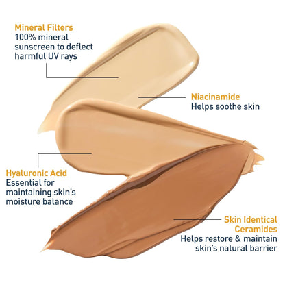 CeraVe Hydrating Mineral Sunscreen SPF 30 with Sheer Tint, Tinted Mineral Sunscreen with Zinc Oxide & Titanium Dioxide, Blends Seamlessly For Healthy Glow, Light, 1.7 Oz