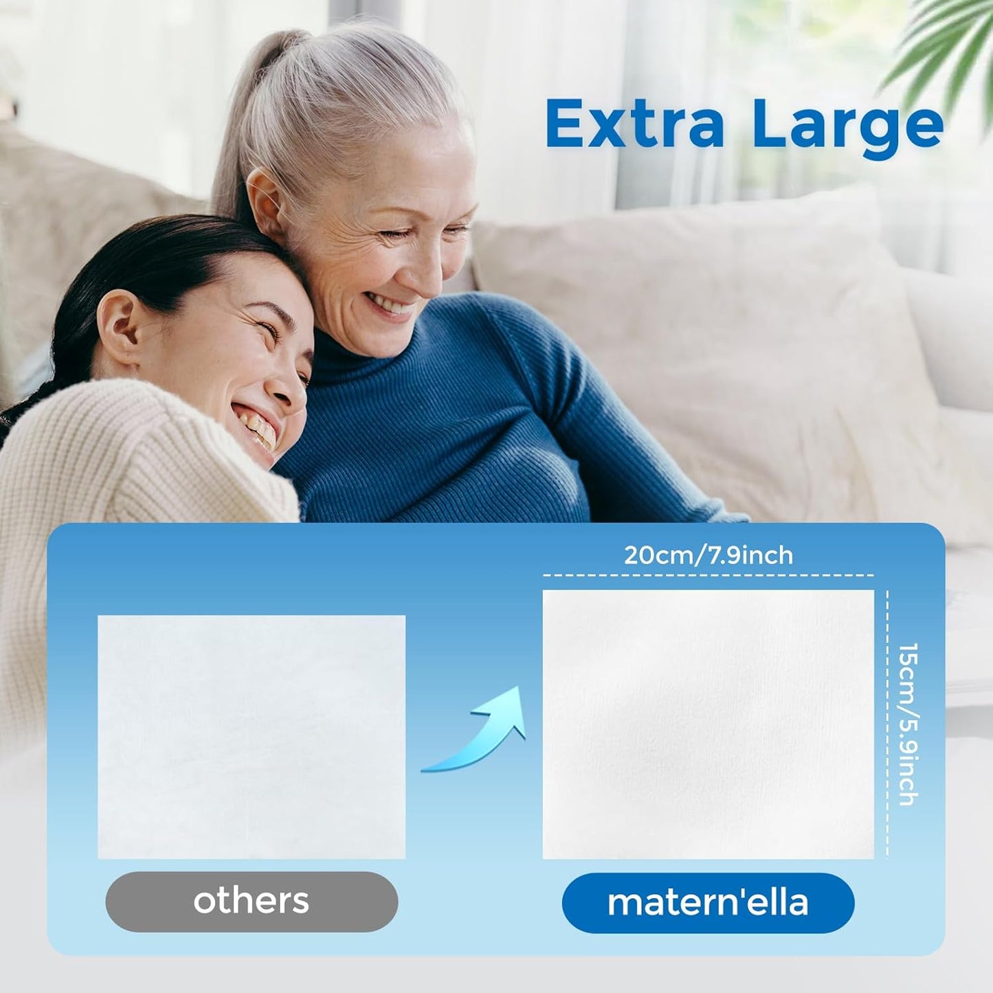 matern'ella Flushable Wipes Extra Large Corner-Connected Wet Wipes Plant Based Fibers With Probiotics Fragrance Free Sewer Safe Butt Wipe Adult 3 Packs of 80