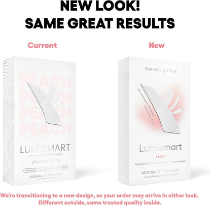 Something Nice Lumismart Whitening Strips - Dentist-Designed, Enamel Safe, up to 42 Treatments with Smart Adjust - Teeth Whitening Strips in Peach for Sensitive Teeth