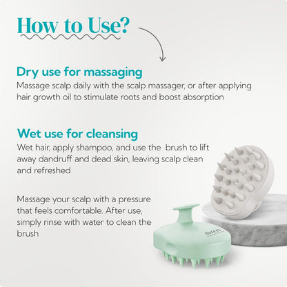 HEETA Scalp Massager 2 Pack for Hair Growth, Soft Silicone Bristles to Remove Dandruff and Relieve Itching, Scalp Scrubber for Hair Care Relax Scalp, Shampoo Brush for Wet Dry Hair, Beige & Green