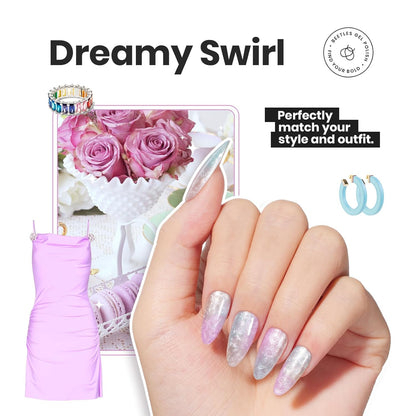 Beetles Nail Polish Set, 6 Colors Pearl Nail Polish Kit Pastel Pearl Shimmer Pink Orange Blue Green Dreamy Swirl Quick Dry Fingernail Polish Gifts for Women Salon DIY Manicure Kit