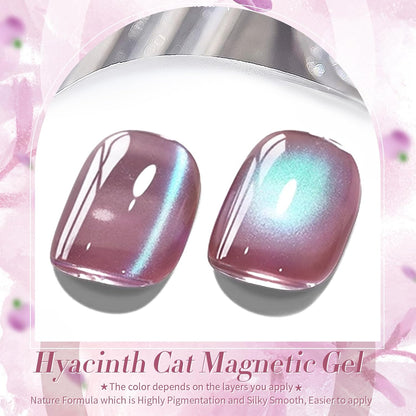 BORN PRETTY Cat Magnetic Eye Gel Nail Polish,Hyacinth Purple Jelly Glass Magnetic Gel Polish,Glitter Soak Off Nail Art Salon Manicure Home Gift 15ml