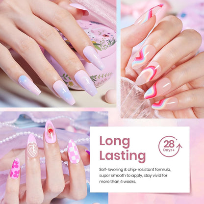 Beetles 23Pcs Gel Nail Polish Set with Base Top Coat, Pastel Bright Neon Colors Gel Polish Kit Nude Blue Pink Red Green Purple Colors Soak off Uv Nail Spring Gift for Girls