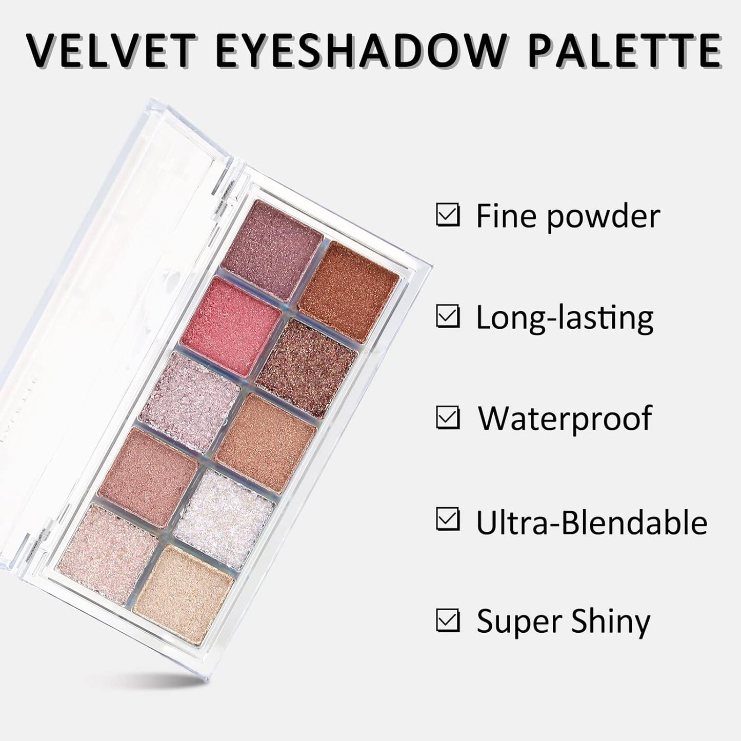 Erinde 10 Color Eyeshadow Palette Makeup - Matte Shimmer Glitter Eye Shadow, Ultra-Blendable, High Pigmented, Naturing-Looking, Neutral Nude Eyeshadow Palette with Professional Brush, Starlight Gems