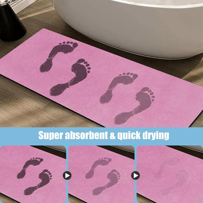 Diatomaceous Earth Bath mat Bathroom Rugs Super Absorbent Quick Dry Non Slip Bath Mat Thin Bathroom Floor Mats Fit Under Door-Shower Rug for in Front of Bathtub Shower, Pink, 23.6"x47.2"