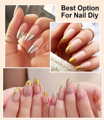 Chrome Nail Powder BISHENGYF - Iridescent Aurora Mermaid White Pearl Chrome Nail Powder Mirror Effect Metallic Glod Silver Chrome Powder for Nail Art DIY Salon