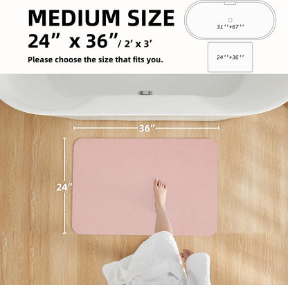 Pink Bath Mat, Bathroom Rugs Non Slip Washable Thin Absorbent Quick Dry Bath Mat Fits Under Door Bathroom Floor Mat Perfect for Bath, Shower, or Sink 24"x36" Pink