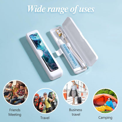 2 Pcs Toothbrush Travel Case - Colorful Pattern, Holder and Covers for Toothbrushes, Includes Tongue Scraper Case