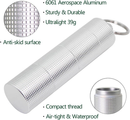 PPFISH Portable Daily Pill Case, 3 Compartments Anti-Skid Aluminum Alloy Waterproof Pill Box Dispenser, Small Pocket Pill Container, Keychain Pill Fob, Travel Pill Holder for Men Women