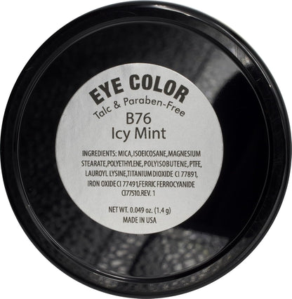 Icy Mint Shimmering Olive Green Gold Pressed Powder Single Vegan Eyeshadow; Talc, Paraben & Cruelty Free