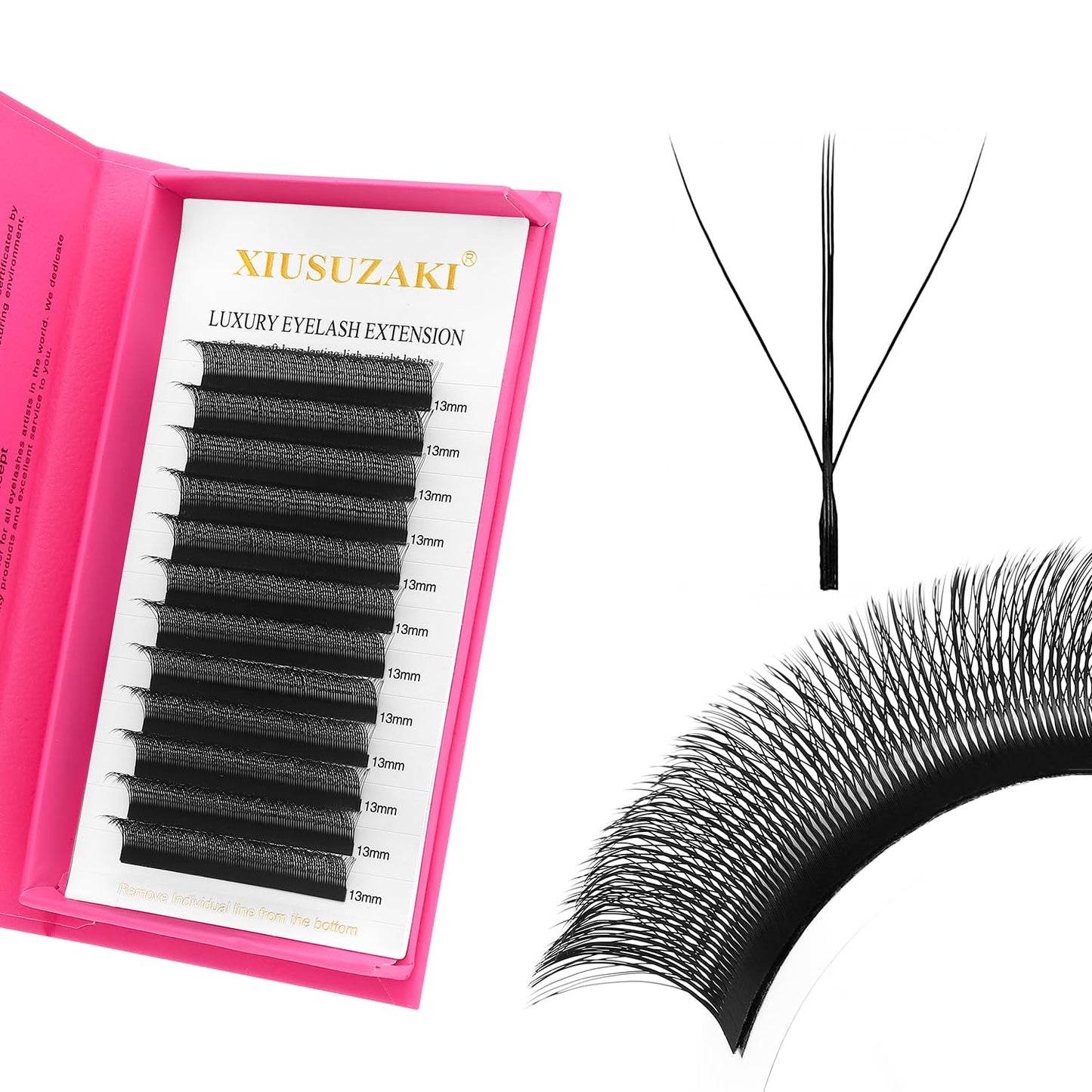 Lash Extensions Three Core Tips 3D Eyelash Extensions W Shape 0.07mm Thickness C Curl 15mm Premade Fans Easy Fan Volume Lashes Matte Black Crisscross(W-3D-Three Core-0.07-C,15mm)