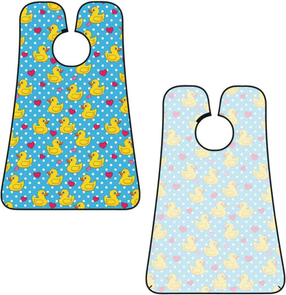 Ultimate Shaving Bib, Beard Trimming Apron with Hair Catcher, Pink Heart Polka Dots Blue Yellow Rubber Ducks