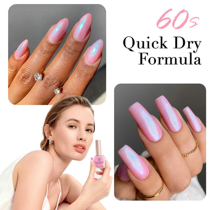 AZUREBEAUTY Pearl Pink Nail Polish Quick Dry Shimmer Light Pink Natural Nail Lacquer Fingernail Polish High Shine Salon-Quality Women Gift