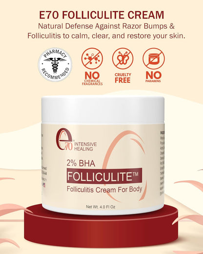 Folliculitis Cream – Folliculitis Treatment for Red Bumps, Ingrown Hairs & Razor Irritation – 2% BHA, Tea Tree, Salicylic Acid, Turmeric & Aloe – Scalp Acne treatment (4 oz)