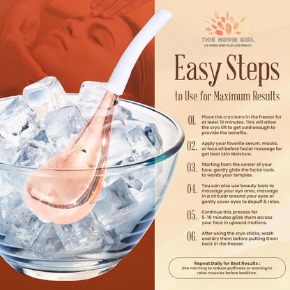 Ice Globes Facial Skin Care Tools for Women, Cryo Sticks for facials, Rose Gold Cold Therapy, Stainless Steel Cryo Wands, Soothe and DePuff Cold Bars for Face and Eyes, Facial Tools