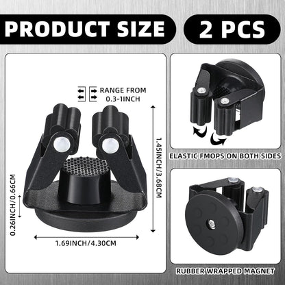 2 Pcs Magnetic Mop Broom Holder Movable Magnetic Broom Holder Rack, Anti Slip Wall Mounted Utility for Cleaning Tools, Garage, Kitchen, Laundry, Garden (Black)
