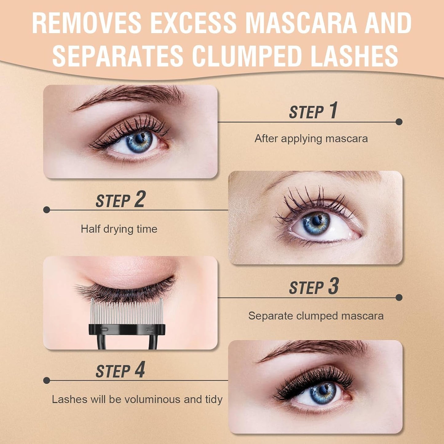 3PCS Eyelash Comb Lash Separator Brow Brush & Eyebrow Spoolie for Removes Clump Mascara