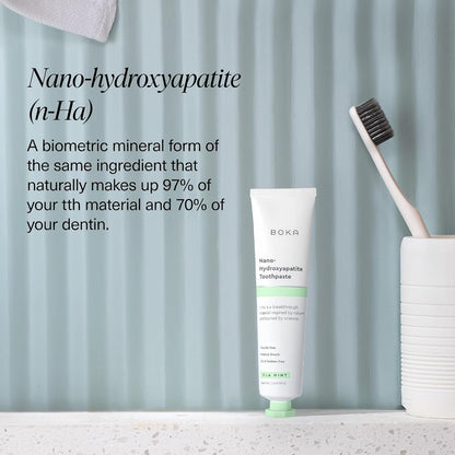 Boka Fluoride Free Toothpaste, Nano Hydroxyapatite Toothpaste, Appropriate for Sensitive Teeth - for Adult, Kids Oral Care - Ela Mint Flavor, 1.3 Fl Oz 2Pk US Manufactured