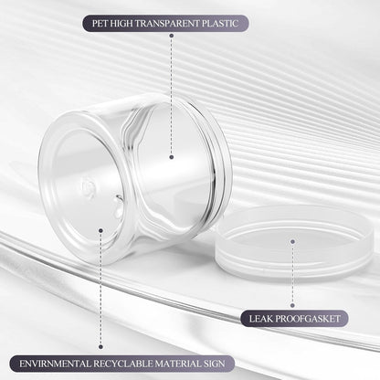 SATINIOR 36 Pieces 1 oz Plastic Jars with Lids Wide Mouth Airtight Reusable Container Acrylic Cosmetic Small Jars for Lotions Ointments Travel Toiletries Creams Make up Storage(Clear)