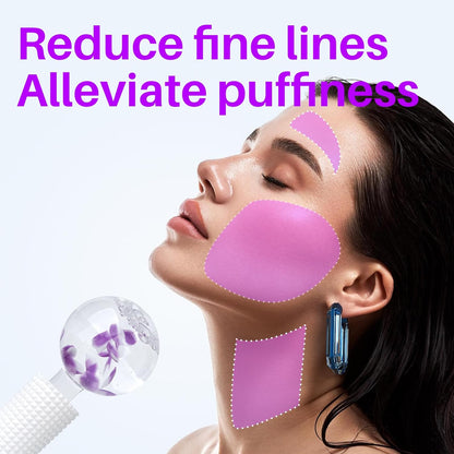 Ice Globes & Ice Roller for Face and Eyes - Facial Massage Tools for Skin Care, Reduce Wrinkles & Puffiness, Cooling Globes & Roller Ball for Glowing Skin 2PCS (Purple)