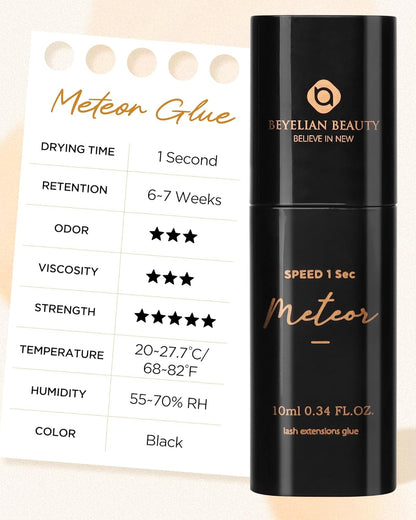 Lash Extension Glue, Professional Eyelash Extension Glue for Volume and Classic Lashes 10 ml, Smart Drop Technology Accurate 0.03 ml, 1S Dry Time, 6-7 Weeks Retention by BEYELIAN