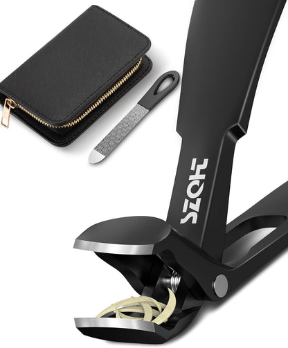 2025 Upgrade Angled Head Nail Clippers for Men, SZQHT Toenail Clippers for Seniors Thick Toenails, Large Toe nail Clippers with Catcher, Extra Wide Handle, Sharp Heavy Duty Stainless Steel Nail Cutter
