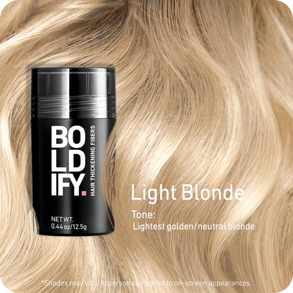 BOLDIFY Hair Fibers (12.5g) - Fill In Thinning and Fine Hair for an Instantly Fuller, Thicker Look - 14 Shades for Women & Men - Light Blonde