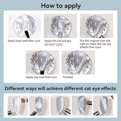 Cat Eye Gel Nail Polish Moonlight Magnetic Nail Polish Silver Glitter Mirror Glass Smoothie Cateye UV Gel Polish Holographic for Nail Art Manicure DIY at Home 1PC 12ML